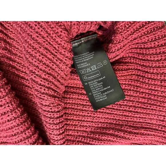 H&M Large Red Knit Sweater Side Zip Pullover Long Sleeve Casual Women’s - Picture 3 of 8